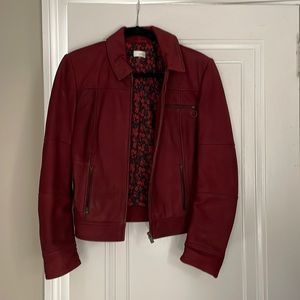 Gorgeous Ecru leather jacket. Rich oxblood color. Worn 1 time!